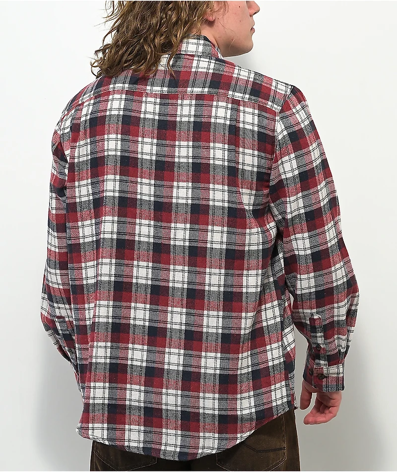 Montage White, Red & Dark Blue Plaid Flannel Shirt