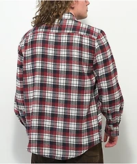 Montage White, Red & Dark Blue Plaid Flannel Shirt