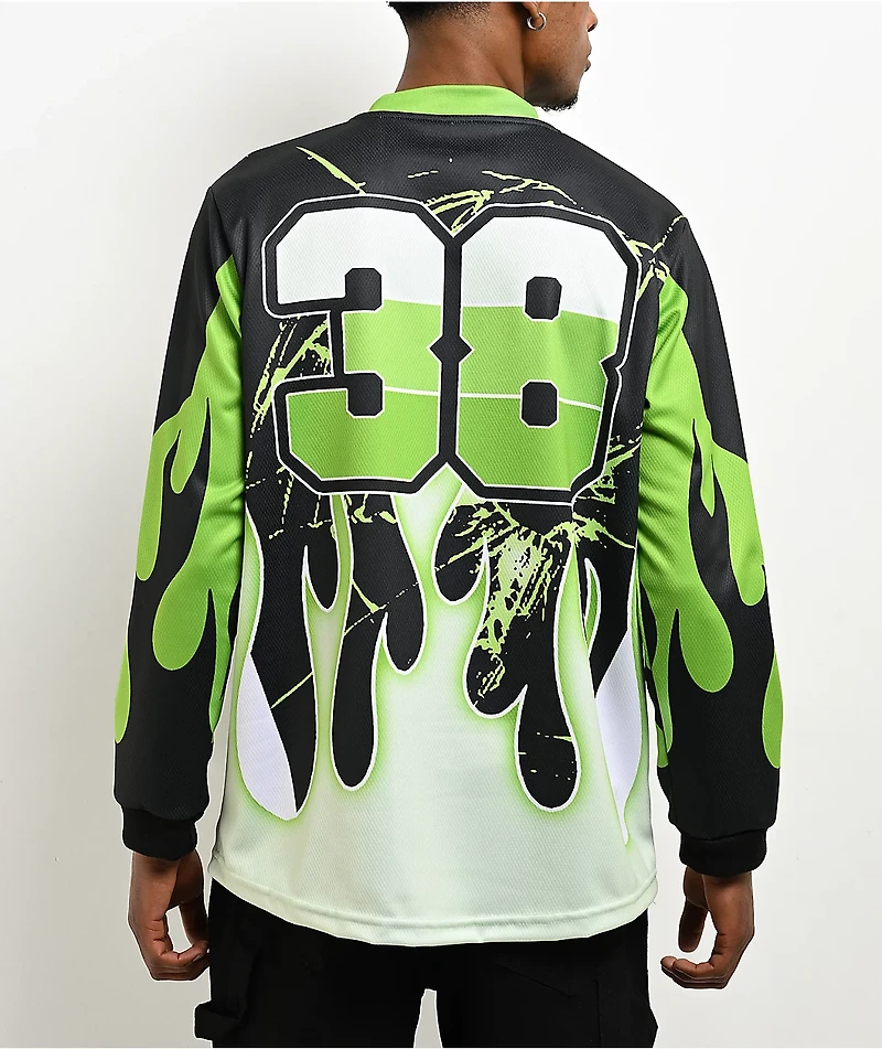 NBA YoungBoy MX Flame Green Long Sleeve Jersey