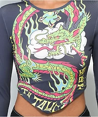 NGOrder Dragon Dark Grey Open Back Crop Top