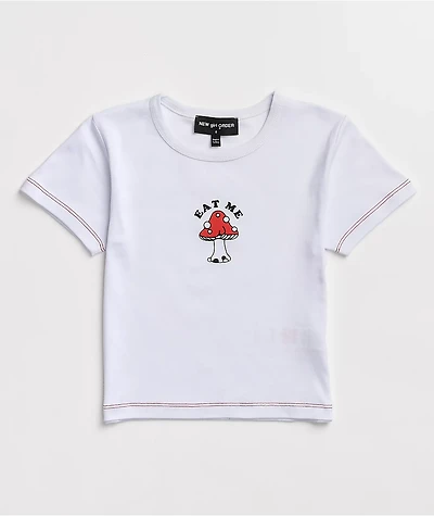 NGOrder Eat Me Mushroom White Crop T-Shirt