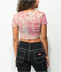NGOrder Mixed Smile Pink Mesh Crop Top