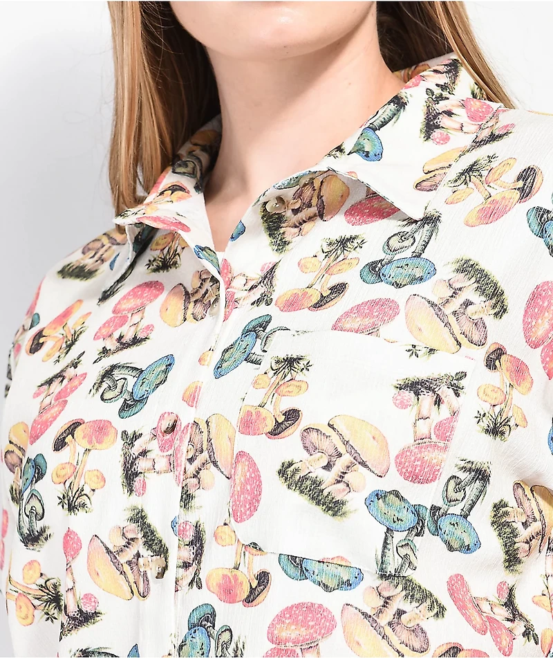 NGOrder Mushroom Natural Short Sleeve Button Up Shirt