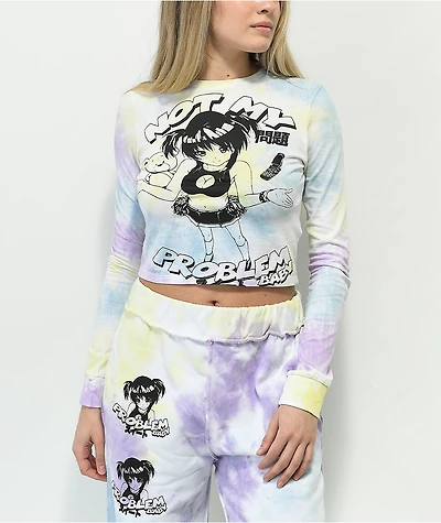 NGOrder Not My Problem Tie Dye Crop Long Sleeve T-Shirt