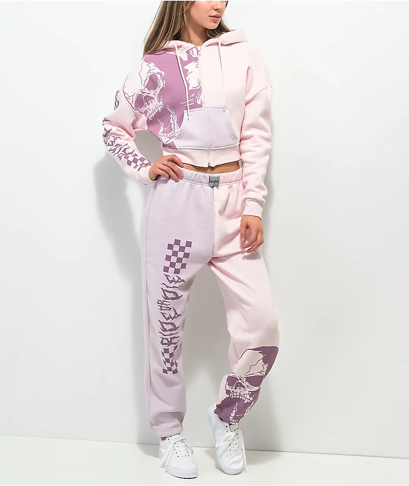 NGOrder Ride Or Die Pink & Purple Crop Zip Hoodie