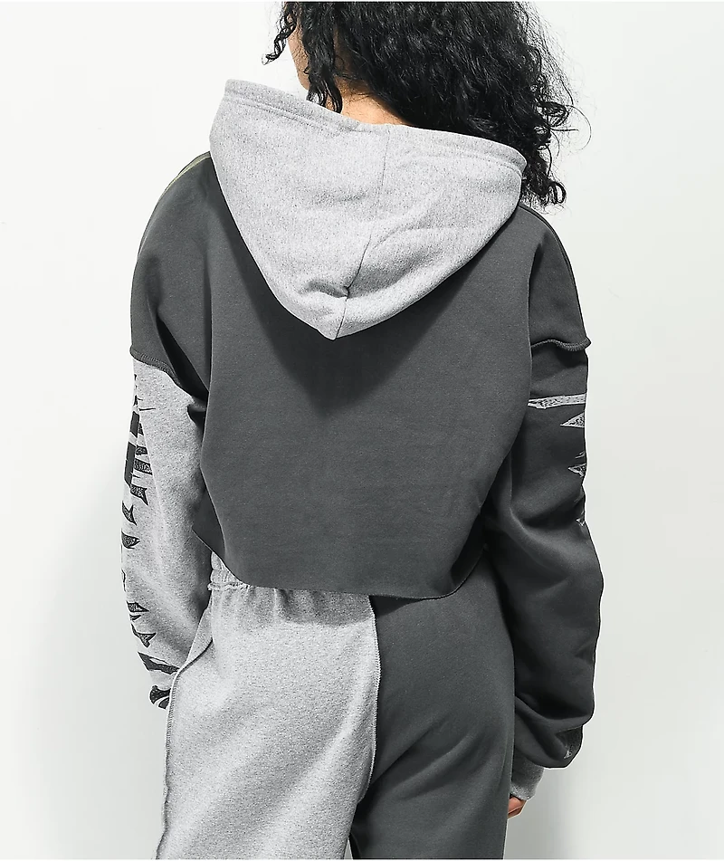 NGOrder Spliced Black Crop Hoodie