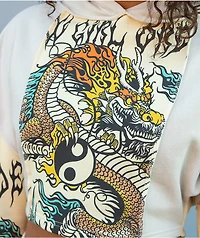 NGOrder Yin Yang Dragon Panel Yellow & Beige Crop Hoodie
