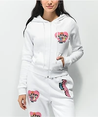 NGOrder x Powerpuff Girls White Crop Zip Hoodie