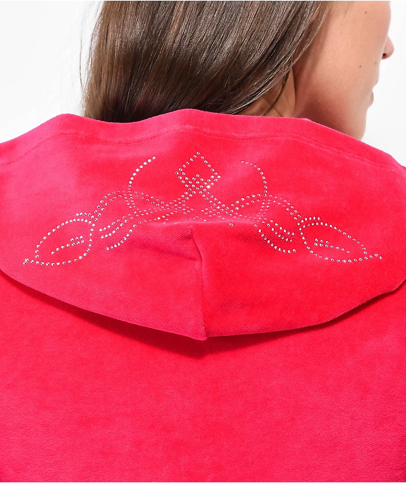 NGOrder x Sanrio Kuromi Hot Pink Velour Crop Zip Hoodie