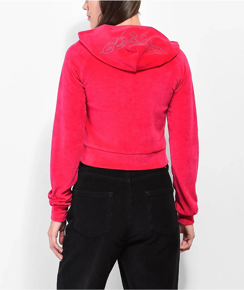 NGOrder x Sanrio Kuromi Hot Pink Velour Crop Zip Hoodie