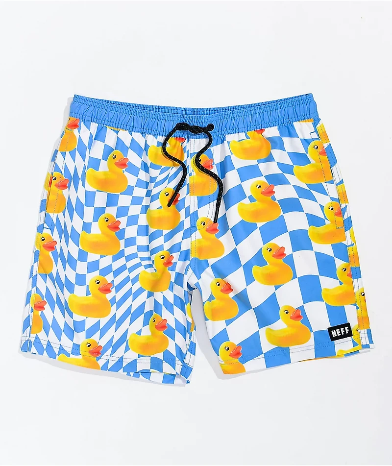 Neff Hot Tub Ducky Tile Blue & White Board Shorts