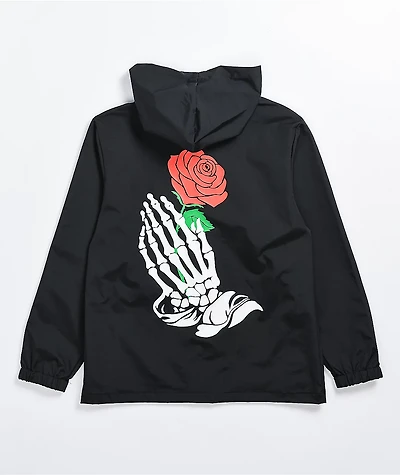 Neon Riot Skeleton Hand Black Windbreaker Jacket
