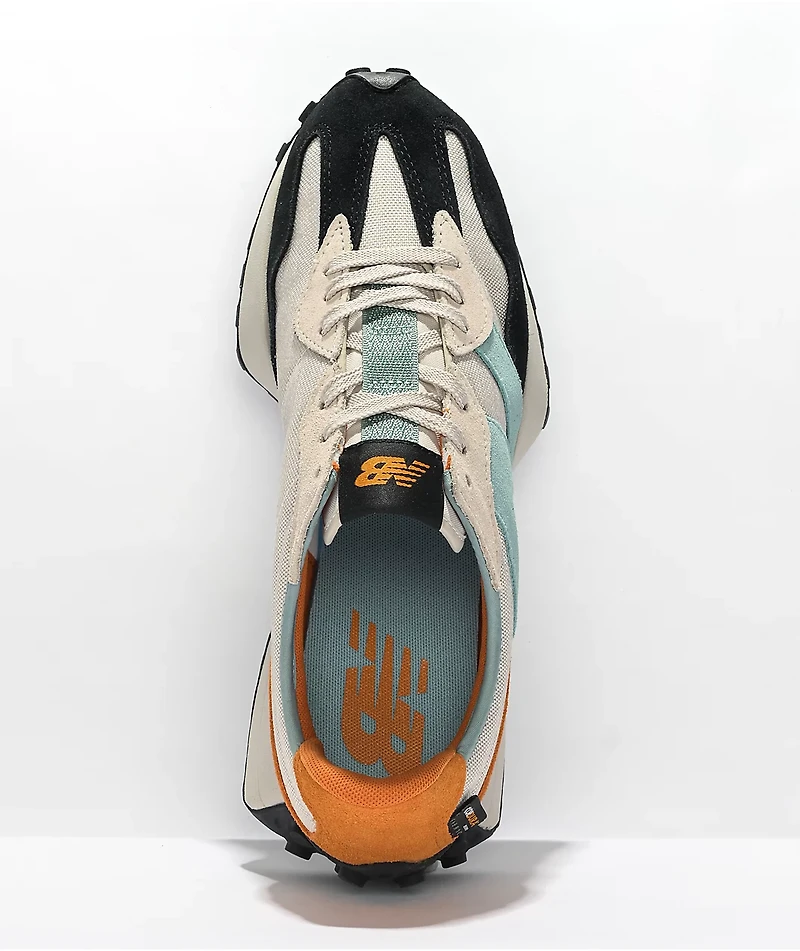 New Balance Lifestyle 327 Moonbeam, Orange, & Blue Shoes