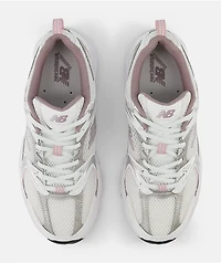 New Balance Lifestyle 530 White, Silver Metallic, & Ice Wine Shoes