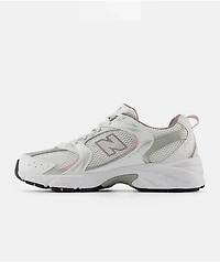 New Balance Lifestyle 530 White, Silver Metallic, & Ice Wine Shoes