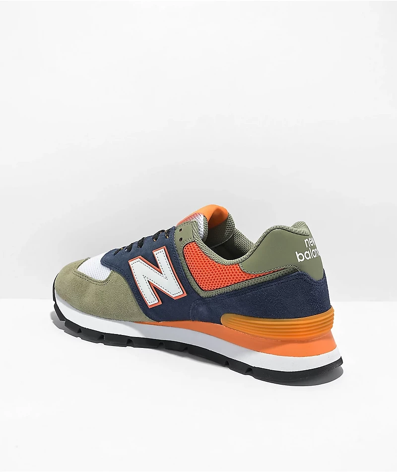 New Balance Lifestyle 574 Olive, Indigo, Red, & Gold Shoes