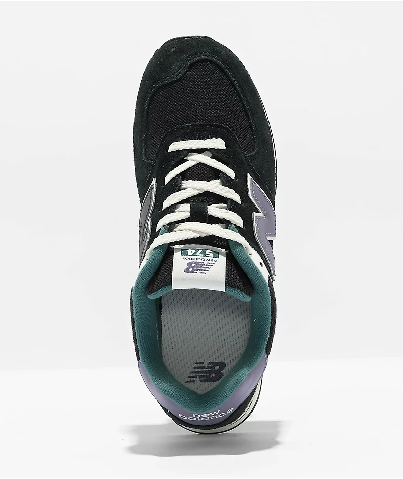 New Balance Lifestyle Kids 574 Black, Mercury & Vintage Teal Shoes