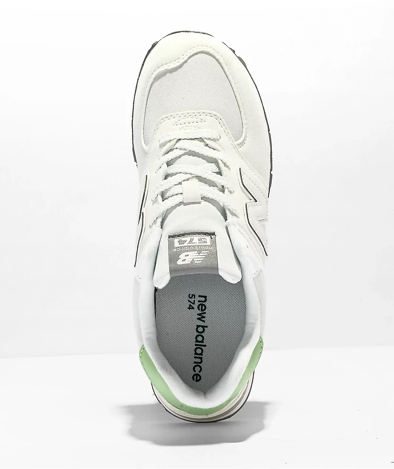 New Balance Lifestyle Kids 574 Reflection White & Avocado Green Shoes