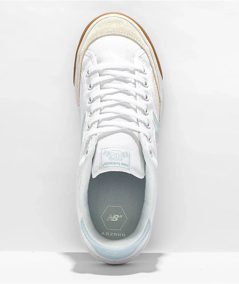 New Balance Numeric 212 White, Baby Blue & Gum Skate Shoes