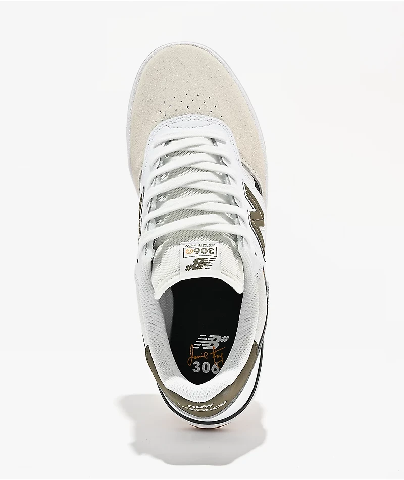 New Balance Numeric 306 Cup Jamie Foy White & Olive Skate Shoes
