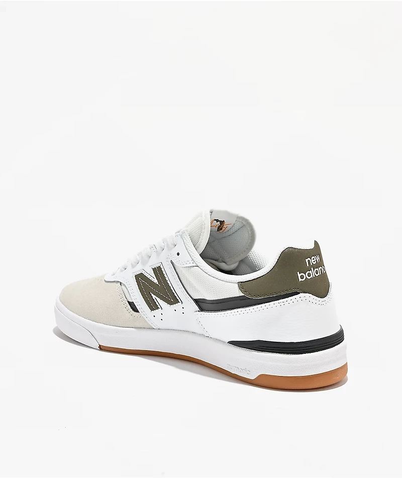 New Balance Numeric 306 Cup Jamie Foy White & Olive Skate Shoes