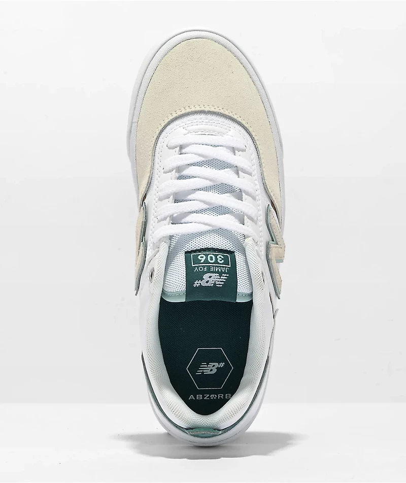 New Balance Numeric 306 Jamie Foy White, Cream, & Teal Skate Shoes