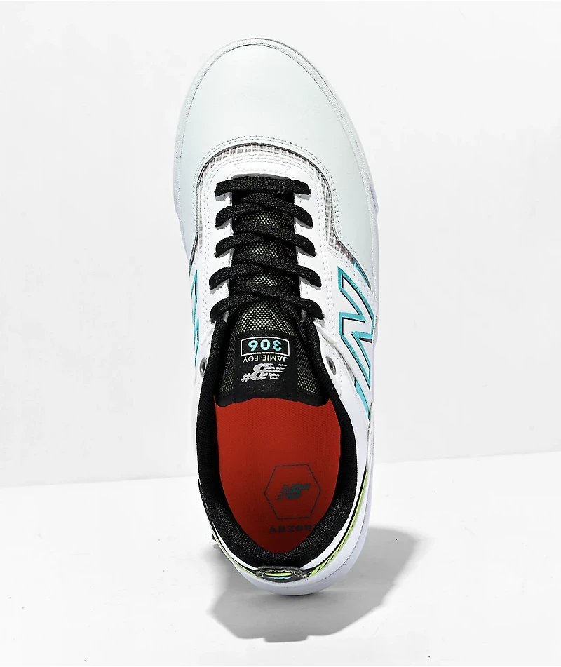 New Balance Numeric 306 Jamie Foy White & Baby Blue Skate Shoes