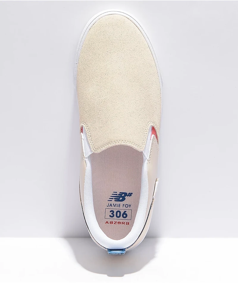 New Balance Numeric 306 Jamie Foy White Slip-On Skate Shoes