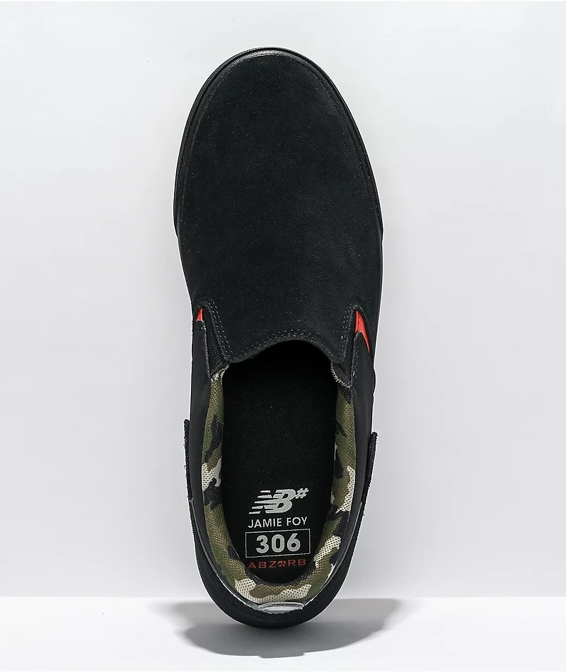 New Balance Numeric 306L Foy Black, Orange, & Camo Slip-On Skate Shoes