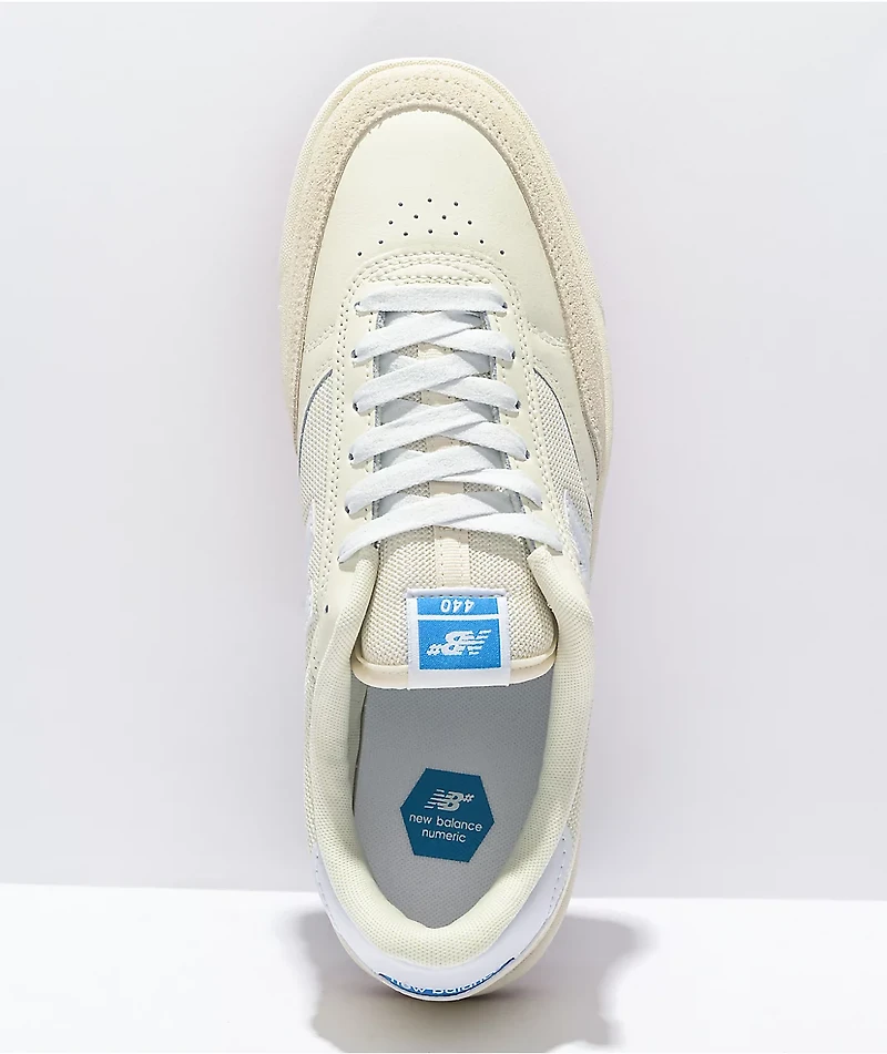 New Balance Numeric 440 Cream & White Leather Skate Shoes