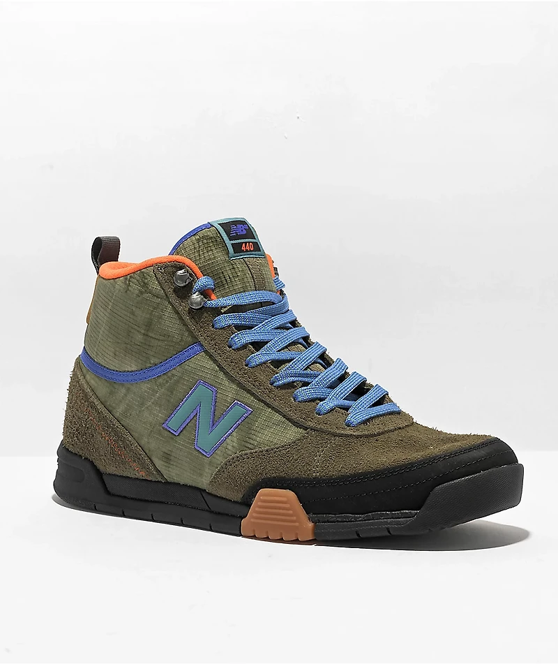 New Balance Numeric 440 Trail Olive & Aqua High Top Skate Shoes