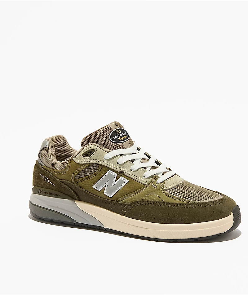 New Balance Numeric 933 Reynolds Dark Olive & Light Olive Skate Shoes
