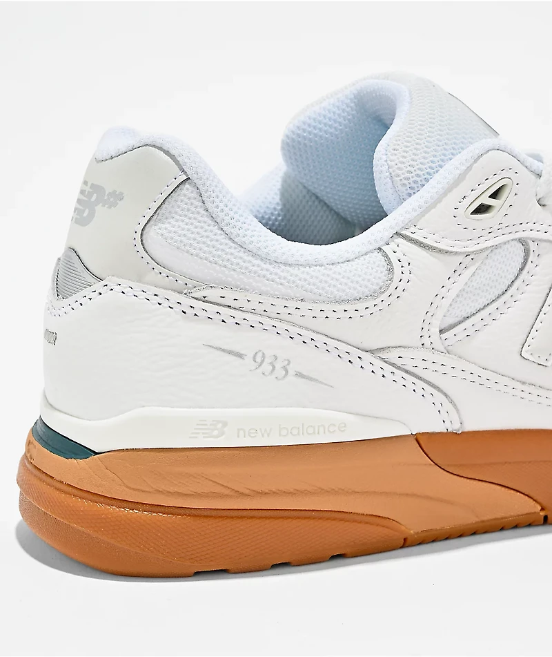 New Balance Numeric 933 Reynolds White & Gum Skate Shoes