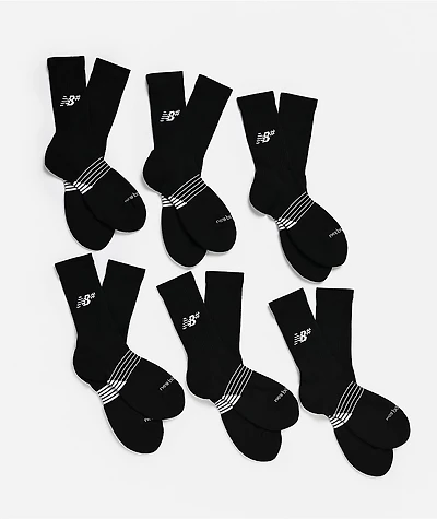 New Balance Numeric Active 6 Pack Black Crew Socks
