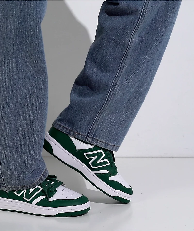 New Balance Numeric Kid's 480 Forest Green & White Skate Shoes