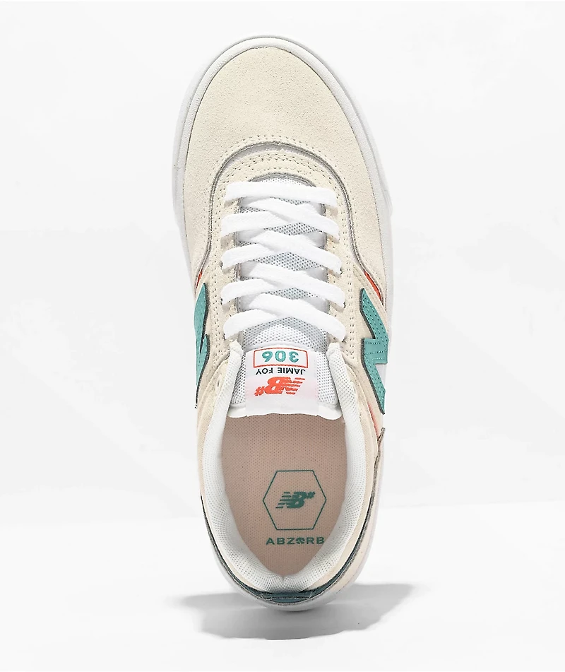New Balance Numeric Kids 306 Jamie Foy Cream, Teal & Orange Skate Shoes