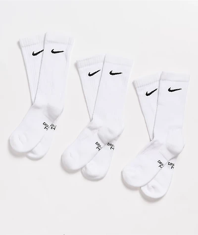 Nike Boys White 3 Pack Crew Socks