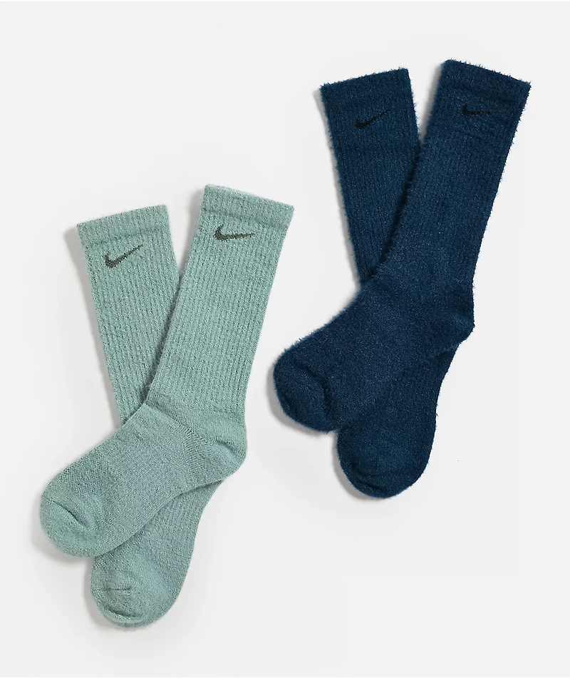 Nike Dri-FIT Cozy Navy & Turquoise 2 Pack Crew Socks