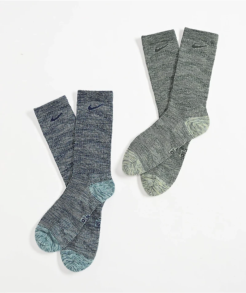 Nike Dri-FIT Everyday Green & Blue Wash 2 Pack Crew Socks