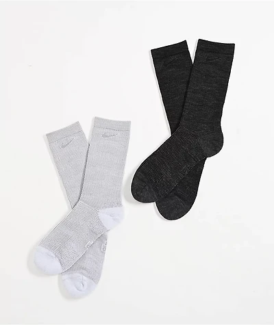Nike Dri-FIT Everyday Grey & Black Wash 2 Pack Crew Socks