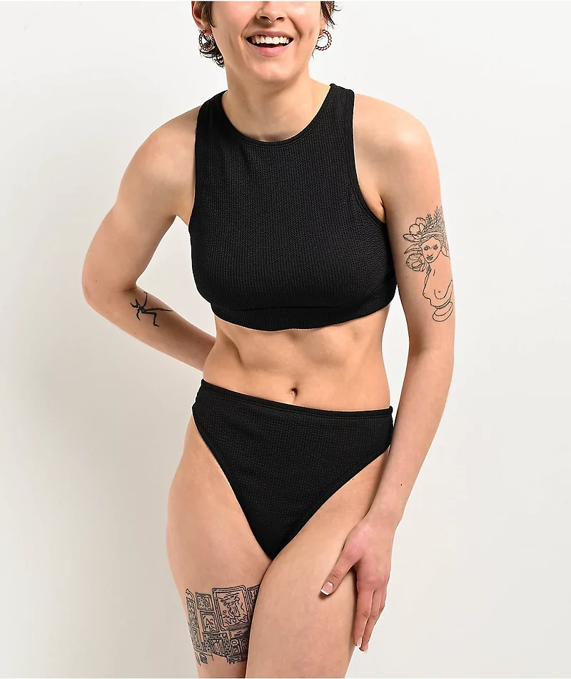 Nike Elevated Essential High Neck Black Bikini Top