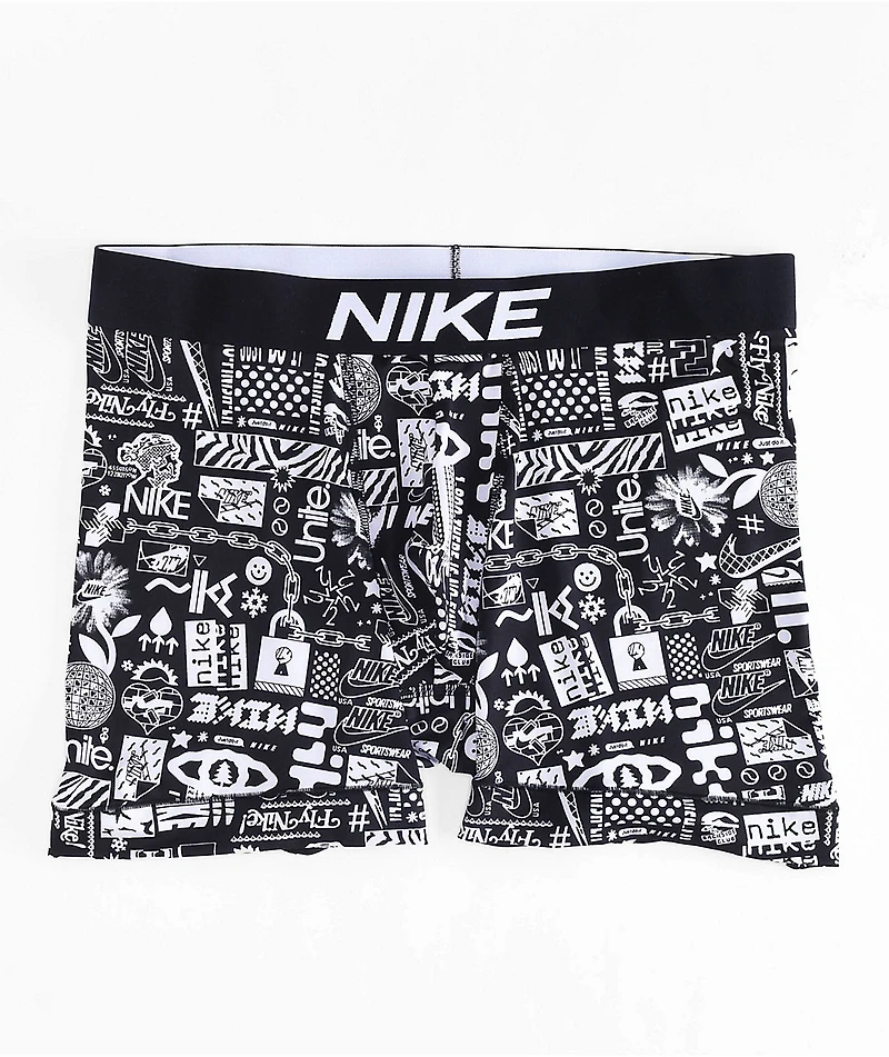 Nike Essential Icons Print Black & White Boxer Briefs