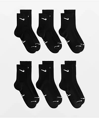 Nike Everyday Elevated 6 Pack Black Quarter Crew Socks
