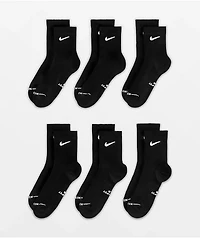 Nike Everyday Elevated 6 Pack Black Quarter Crew Socks
