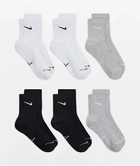 Nike Everyday Elevated 6 Pack Greyscale Quarter Crew Socks