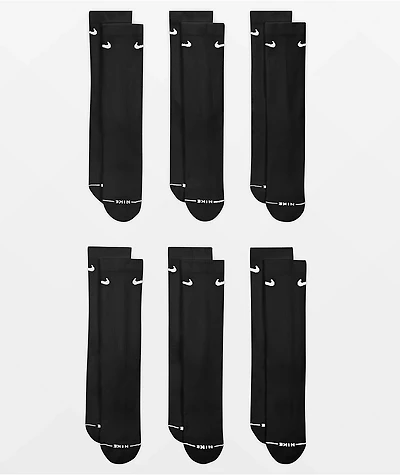 Nike Everyday Elevated Black 6 Pack Crew Socks