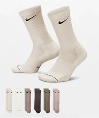 Nike Everyday Elevated Natural 6 Pack Crew Socks