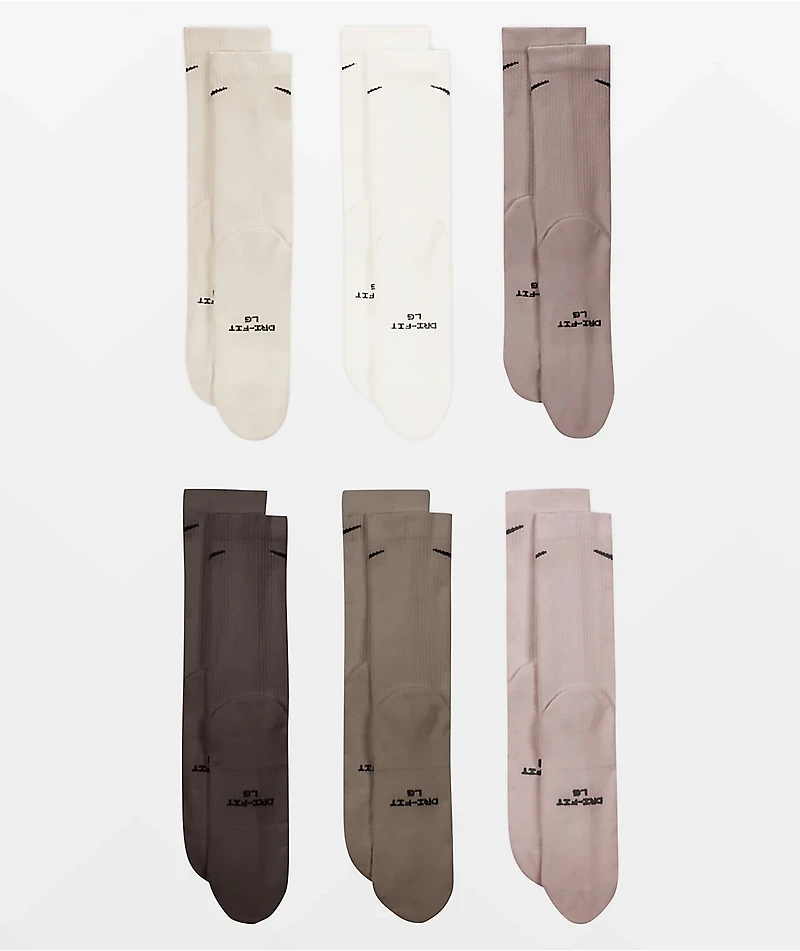 Nike Everyday Elevated Natural 6 Pack Crew Socks