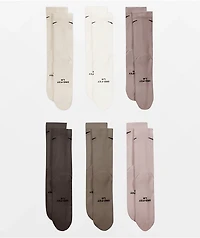 Nike Everyday Elevated Natural 6 Pack Crew Socks