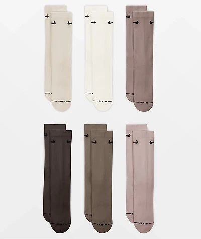 Nike Everyday Elevated Natural 6 Pack Crew Socks